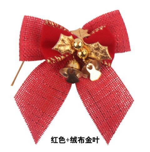 Red + Plush Gold Leaf Bow