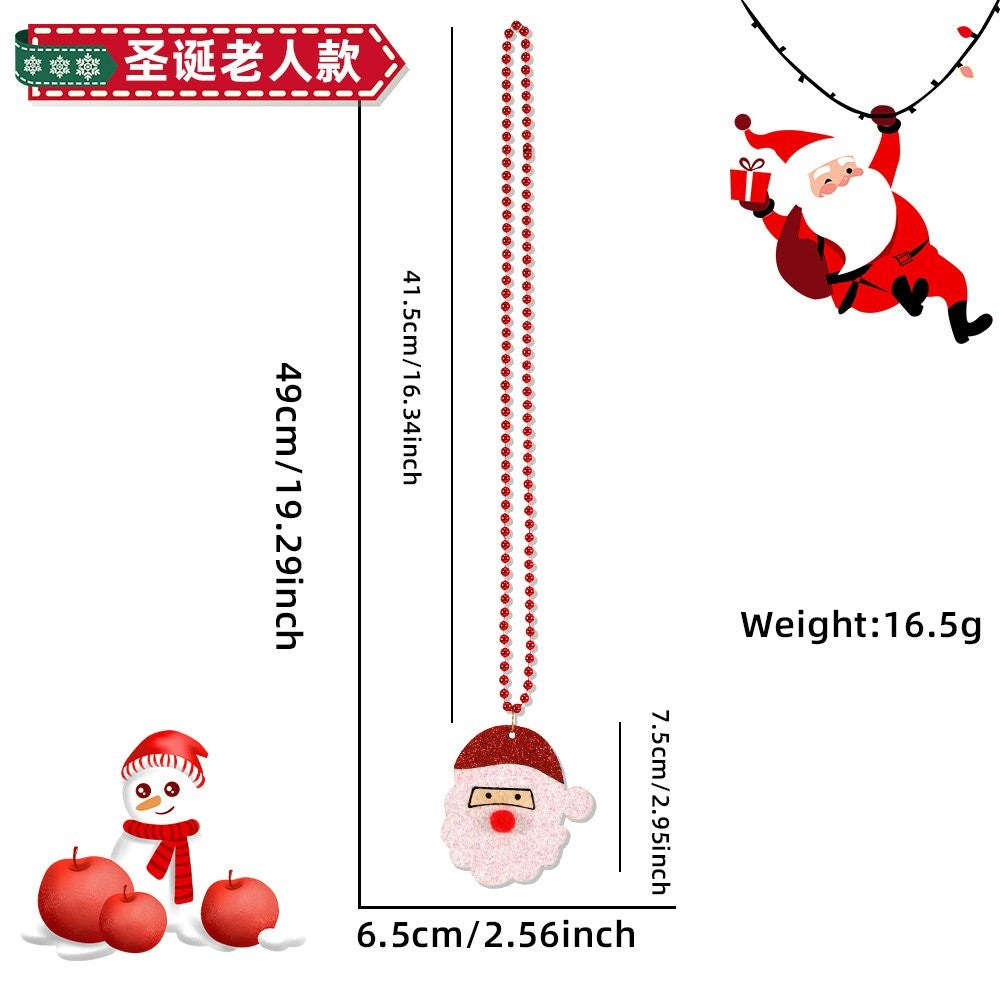 Santa Claus Red Bead Chain Necklace