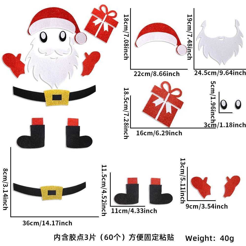 Santa Hat Reindeer Style (Includes 3 Pcs Glue Dots) Door Sticker 7