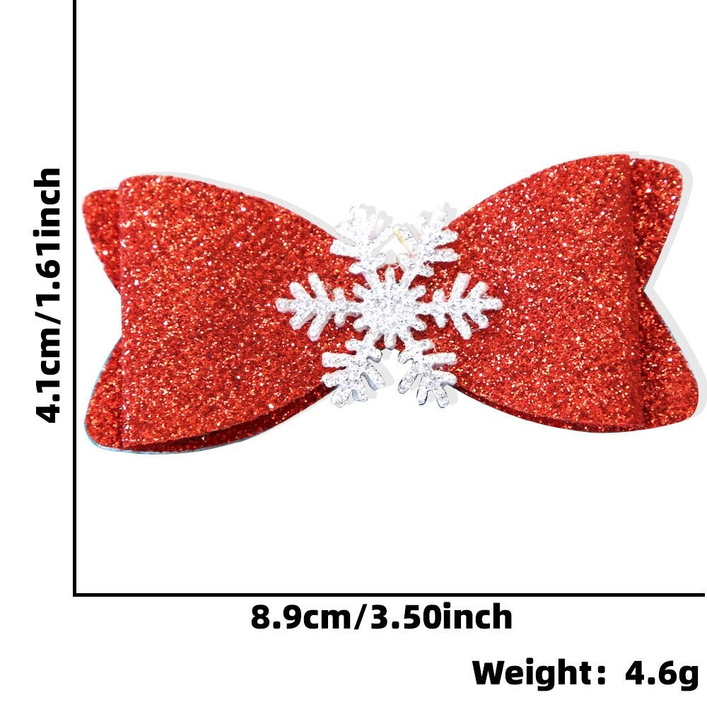 Snowflake Red Bow Hair Clip 4.1*8.9cm