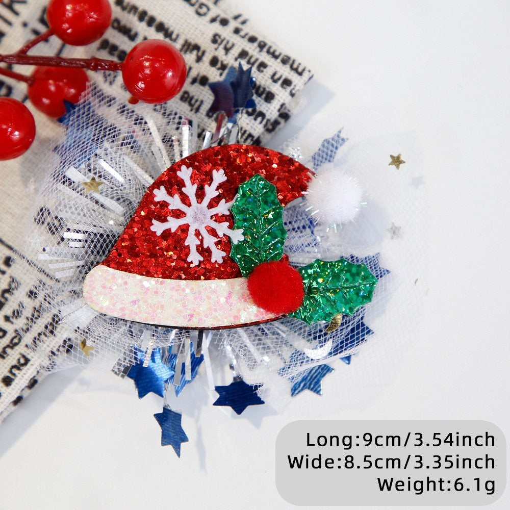 Snowman Head Mesh Hair Clip 4
