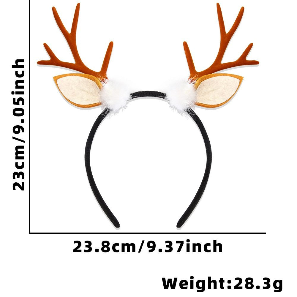 White Bauble Brown Antler Headband 23.8*23cm