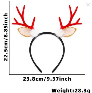 White Bauble Red Antler Headband 22.5*23.8cm