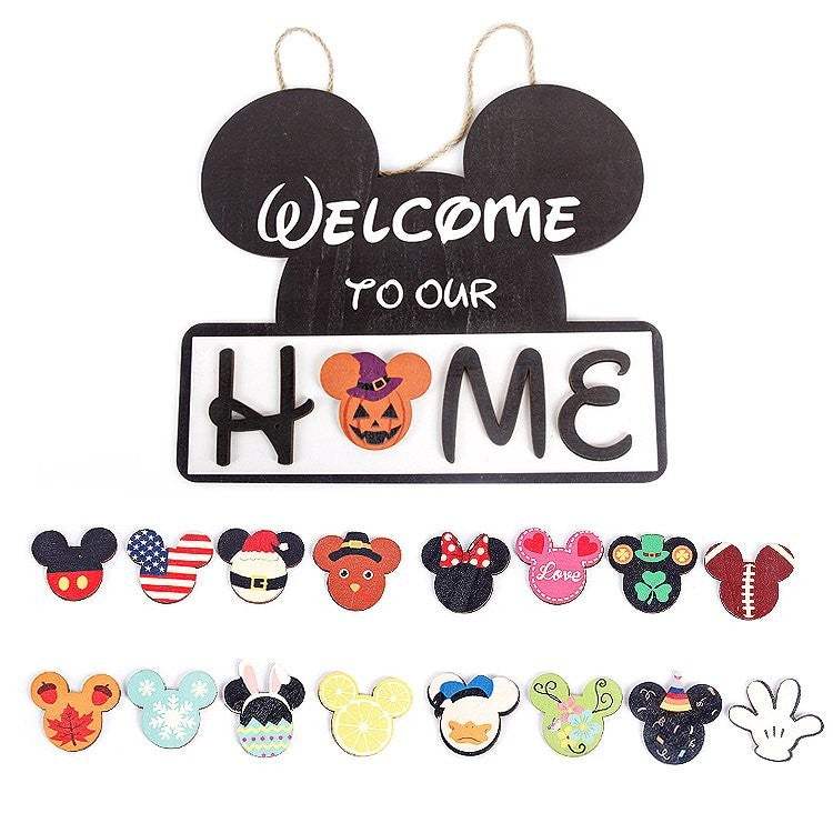 Wooden Magnetic Hanging Sign - Mickey Head Ornament