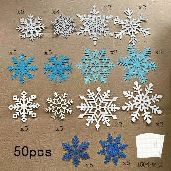 10cm,15cm Glitter Paper Snowflake Pcs - Blue Silver White 50pc