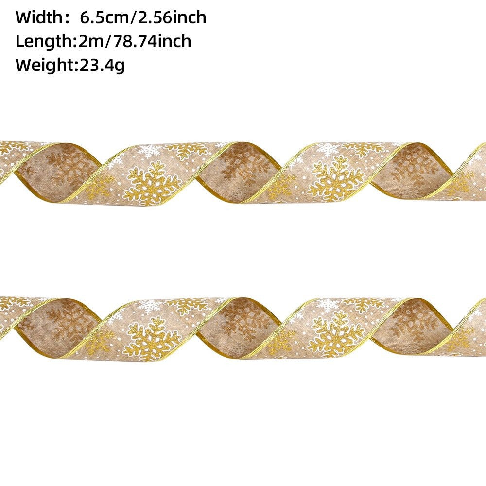 1M Gold Snowflake (6.5CM) Ribbon