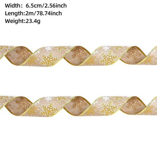 1M Gold Snowflake (6.5CM) Ribbon