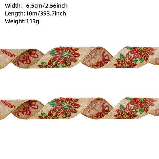 1M Khaki Red Flower Bell (6.5CM) Ribbon