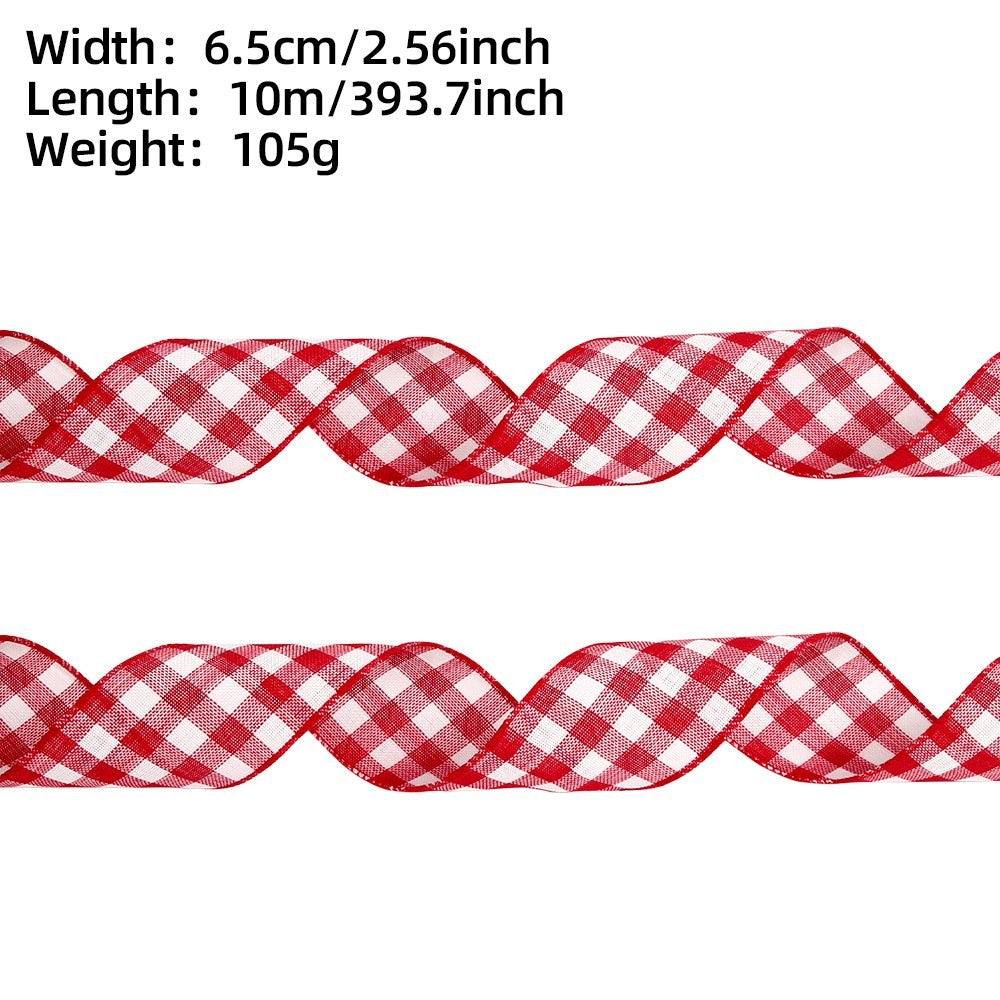 1M Red & White Plaid (6.5CM) Ribbon
