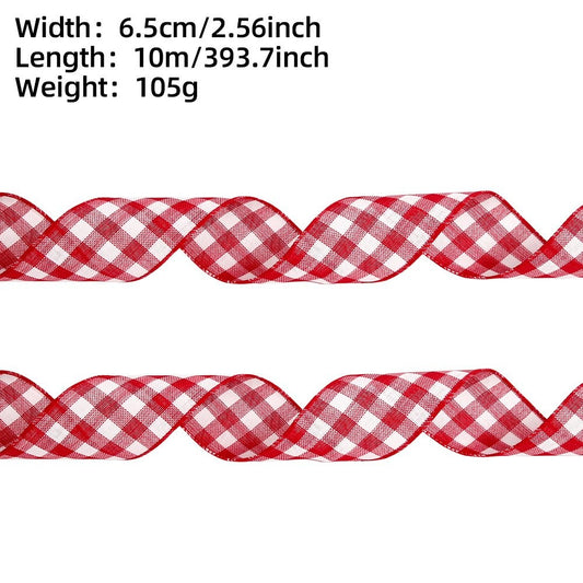 1M Red & White Plaid (6.5CM) Ribbon