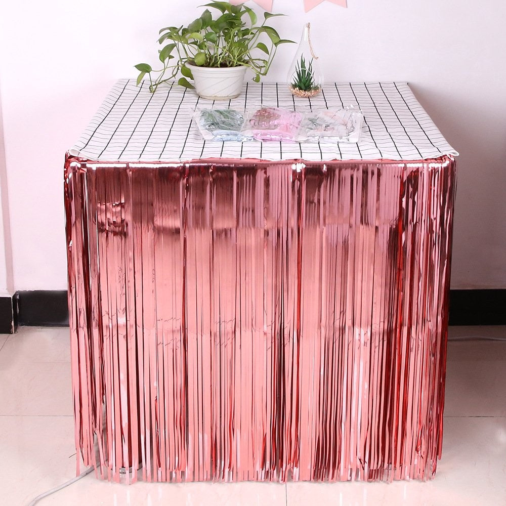 2.75M*75CM Silver Tinsel Table Skirt Tinsel Curtain 2