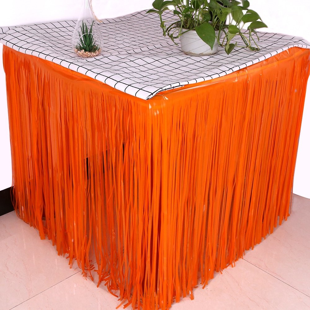 2.75M*75CM Silver Tinsel Table Skirt Tinsel Curtain 8