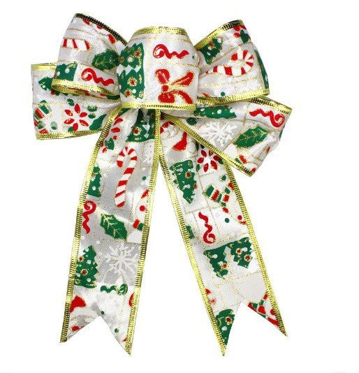 20cm Gold Santa Head Ribbon Bow 2