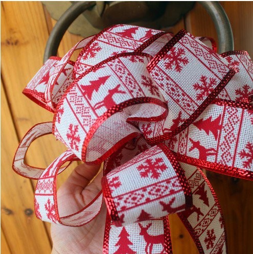 25*45cm Rose Red Silver Edge Bow 2