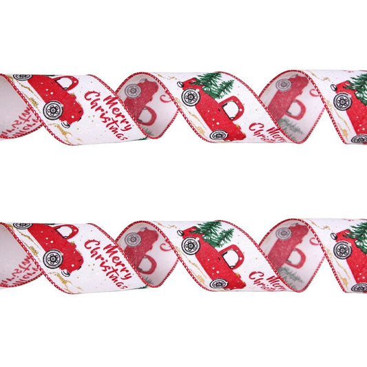 2m Red Christmas Tree Ribbon (Wide 6.3cm)