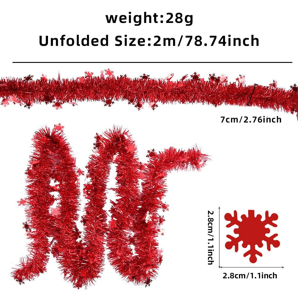 2M Red Snowflake Tinsel 7*200cm