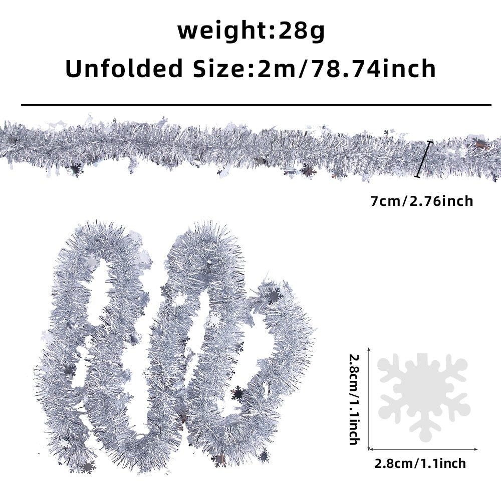 2M Red Snowflake Tinsel 7*200cm 3