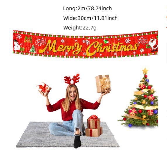 30CM*2M Christmas Tinsel Banner Bunting