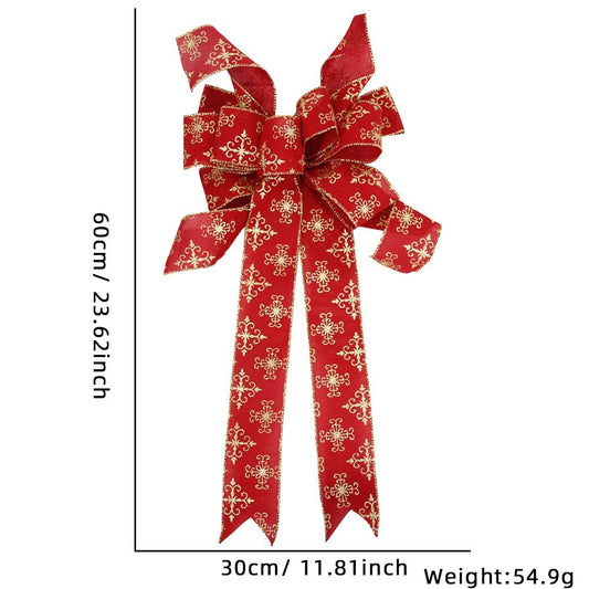 60*30CM Red Faux Burlap Gold Flower Bow