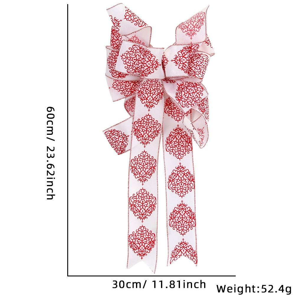 60*30CM Red Faux Burlap Gold Flower Bow 3