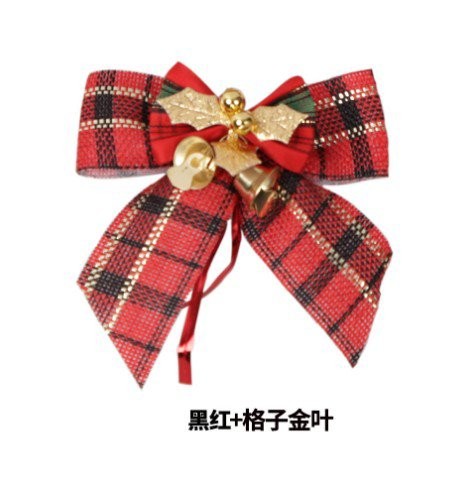 Black Red + Plaid Gold Leaf Bow