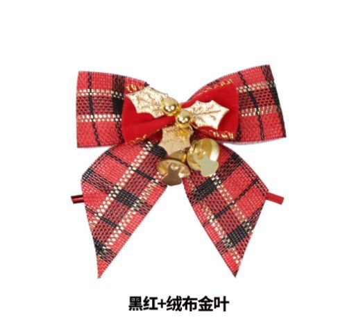Black Red + Plush Gold Leaf Bow