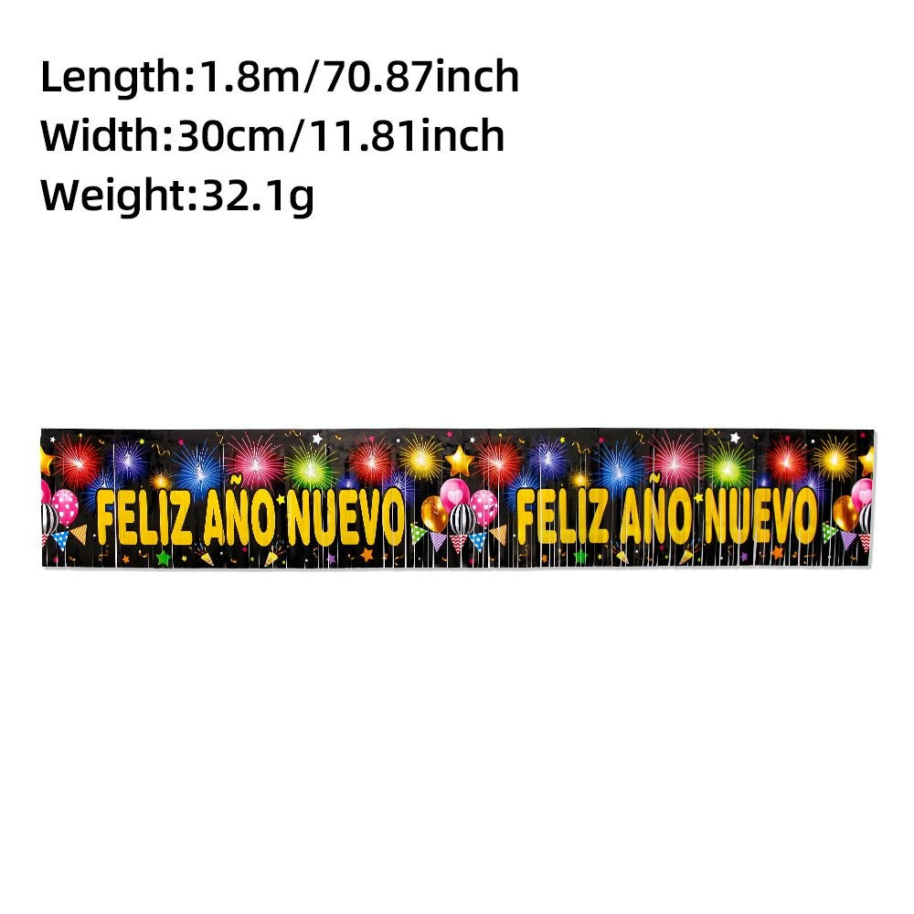 Black Spanish New Year Banner Bunting