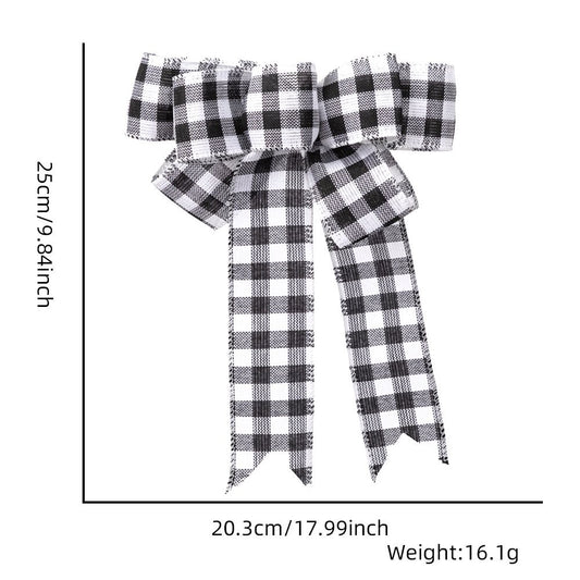 Black White Grey Plaid Bow