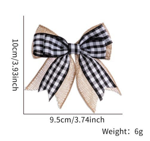 Black White Plaid Bow