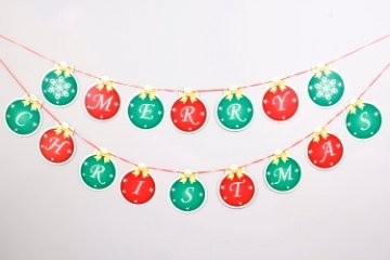 Bow Bauble MERRY CHRISTMAS) Bunting
