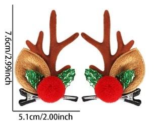 Bright Red Berry Brown Antler Hair Clip