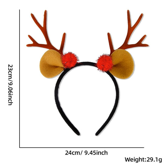 Brown Antler Red Pom-Pom Headband
