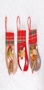 Burlap Plaid Opening Small Stocking