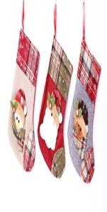 Burlap Snowflake Plaid Figure Stocking