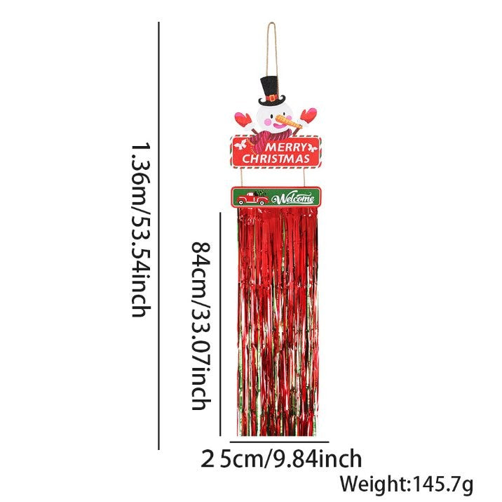 Candy Cane Rudolph Tinsel Hanging Sign Door Sticker 2