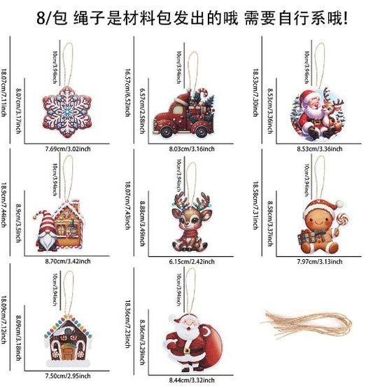 Christmas Cartoon Wood Pcs Ornament (8 Pc / Bag)
