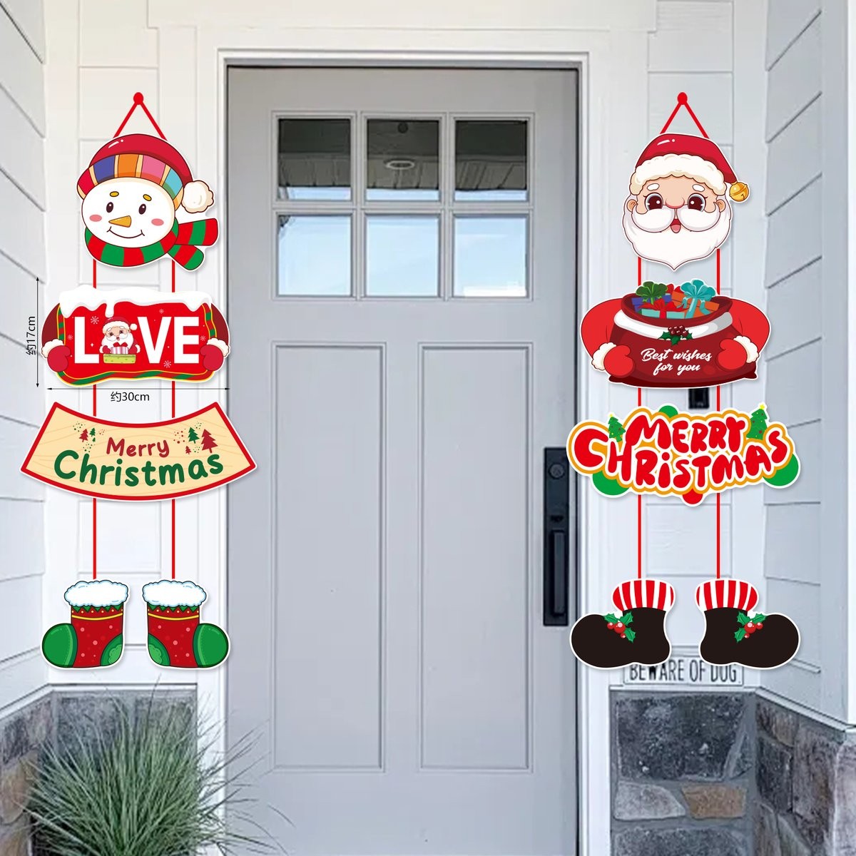 Christmas Door Hanger Wreath 30x17cm