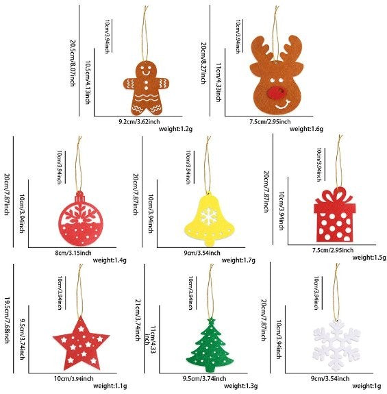 Christmas Felt Ornament (8 Pc / Bag)