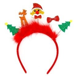 Christmas Figure Bow Red Fluffy Headband 23*20cm