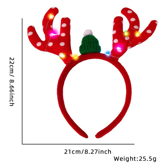 Christmas Red Dots Antler (with LED) Headband