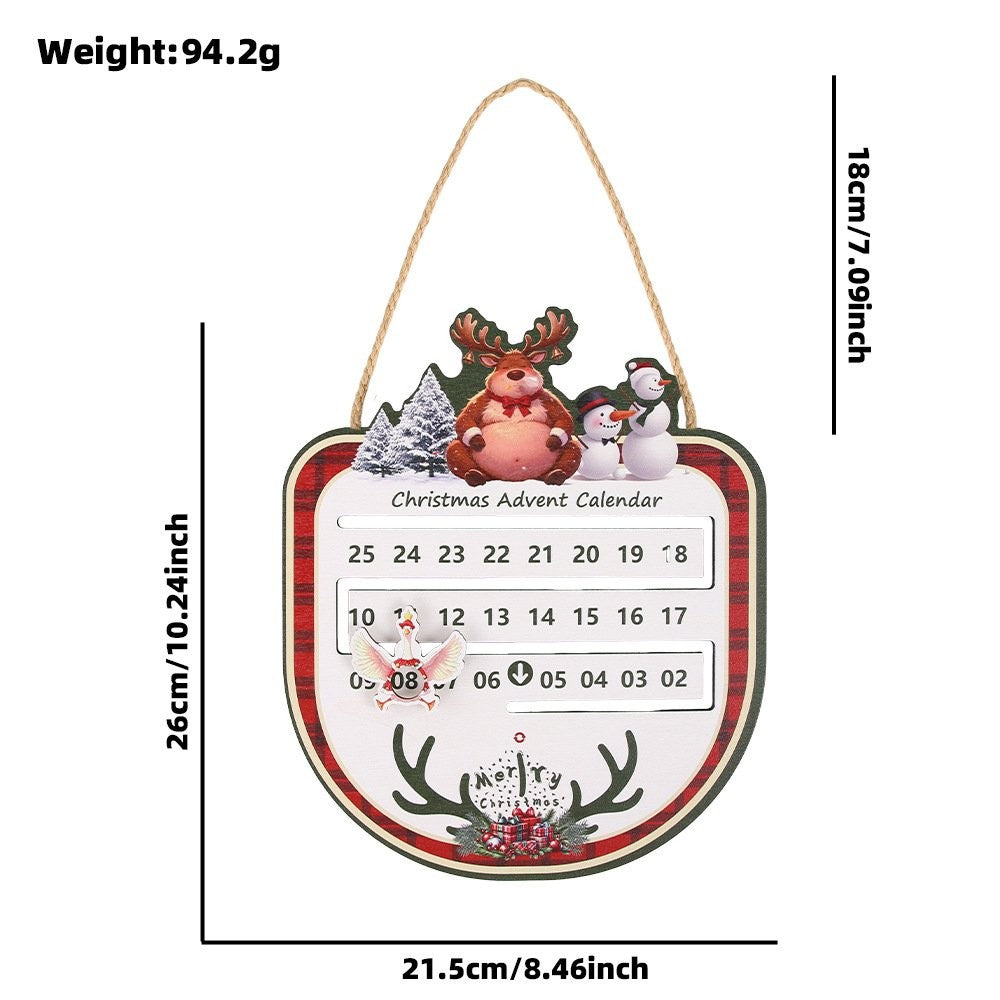 Christmas Reindeer Calendar Hanging Sign Ornament