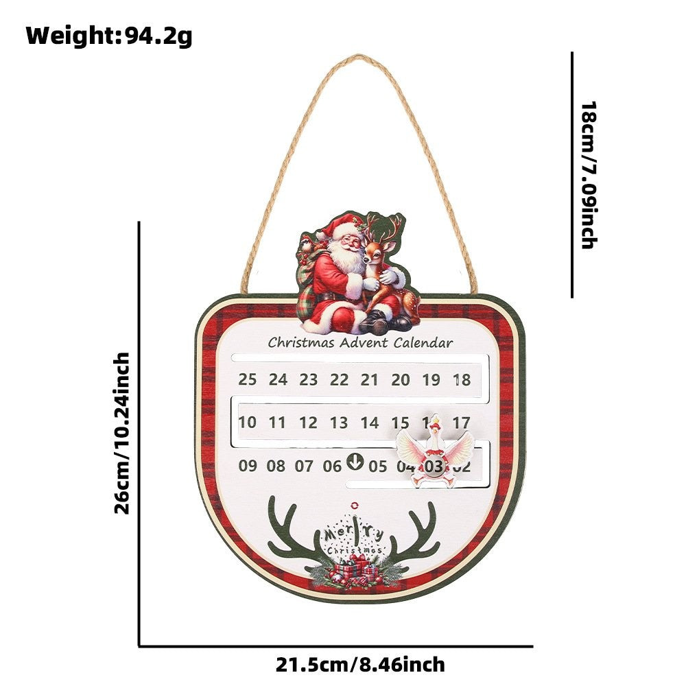 Christmas Reindeer Calendar Hanging Sign Ornament 2