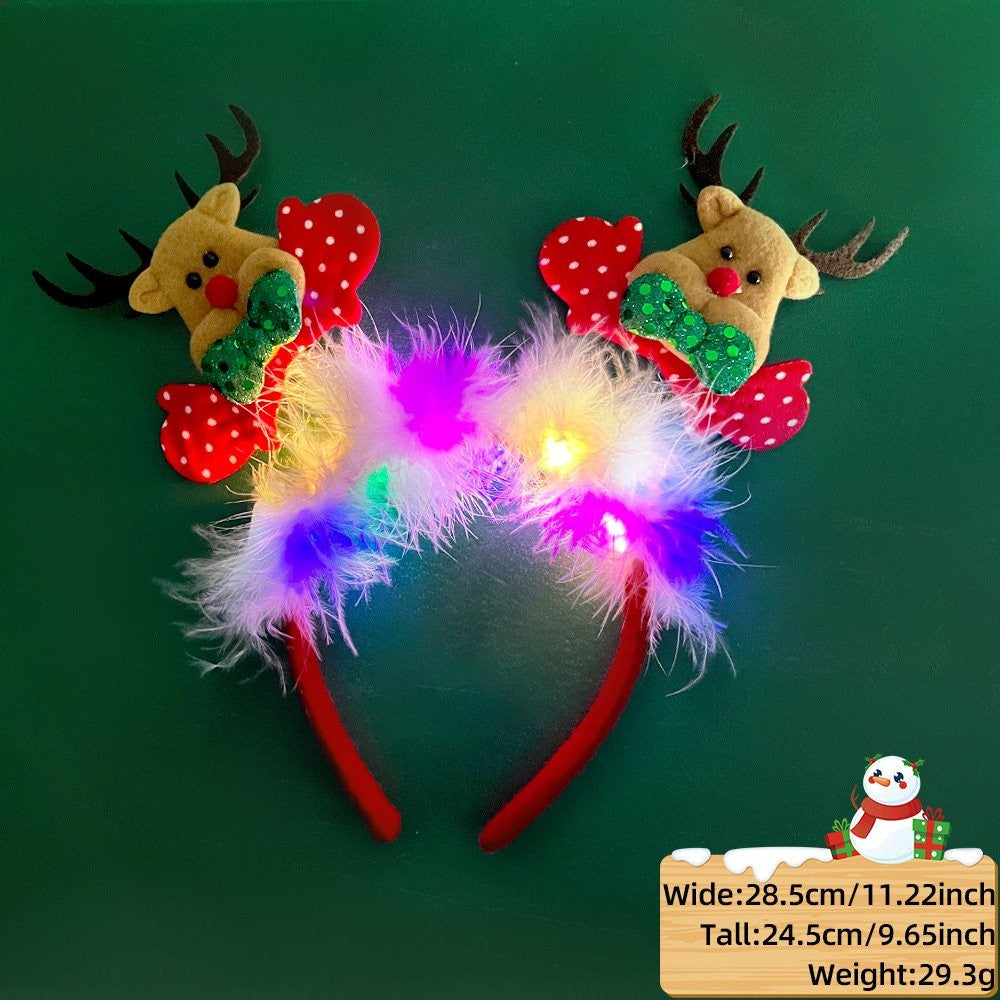 Christmas Reindeer Headband (with LED + Fluffy)
