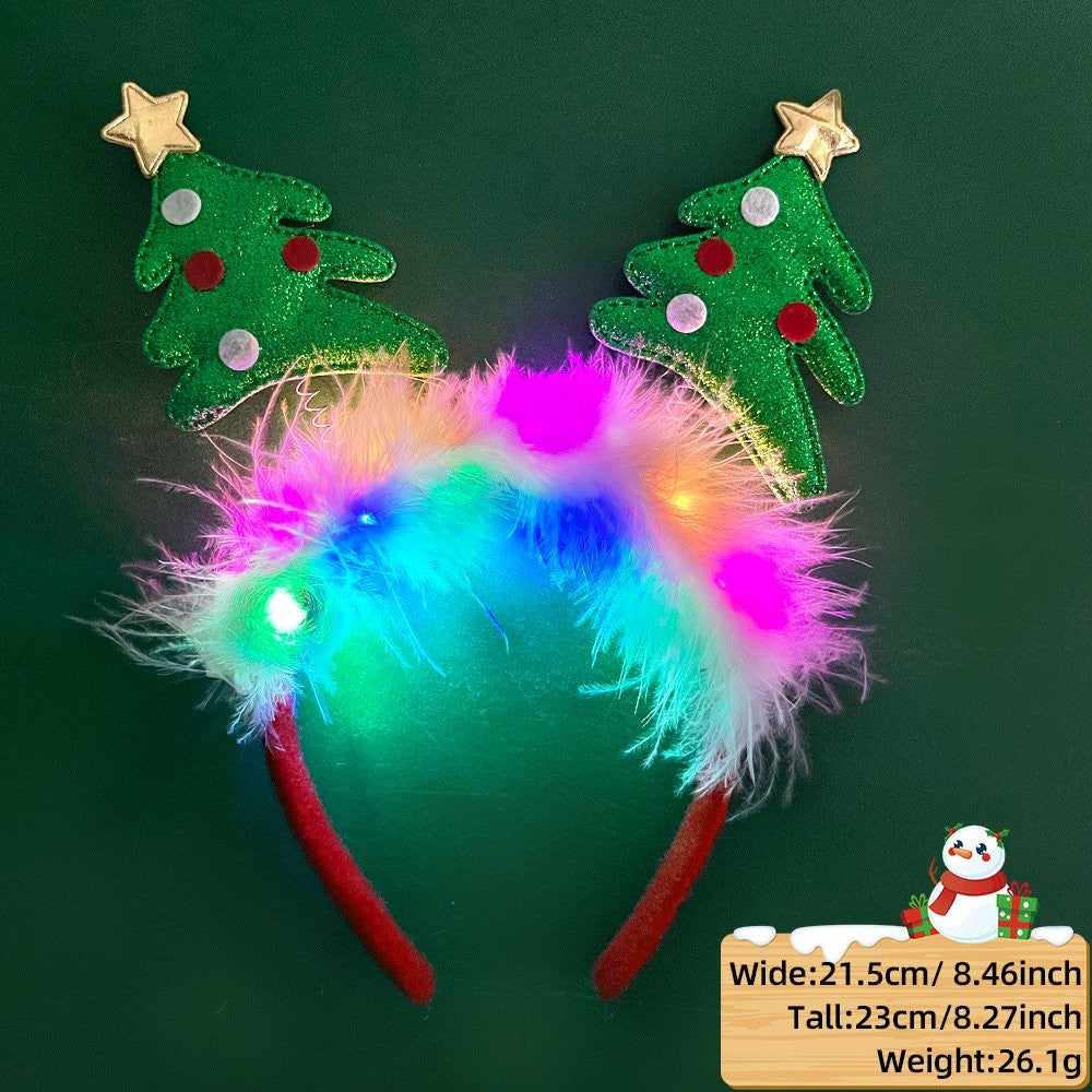 Christmas Tree Five-Pointed Star Headband (with LED + Fluffy)