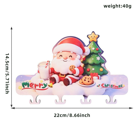 Christmas Tree Santa Wooden Hook Ornament