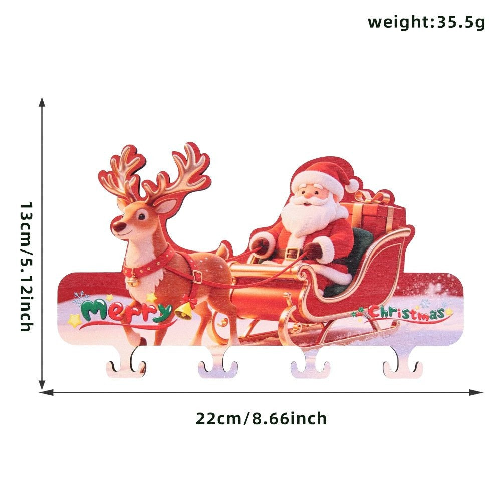 Christmas Tree Santa Wooden Hook Ornament 10