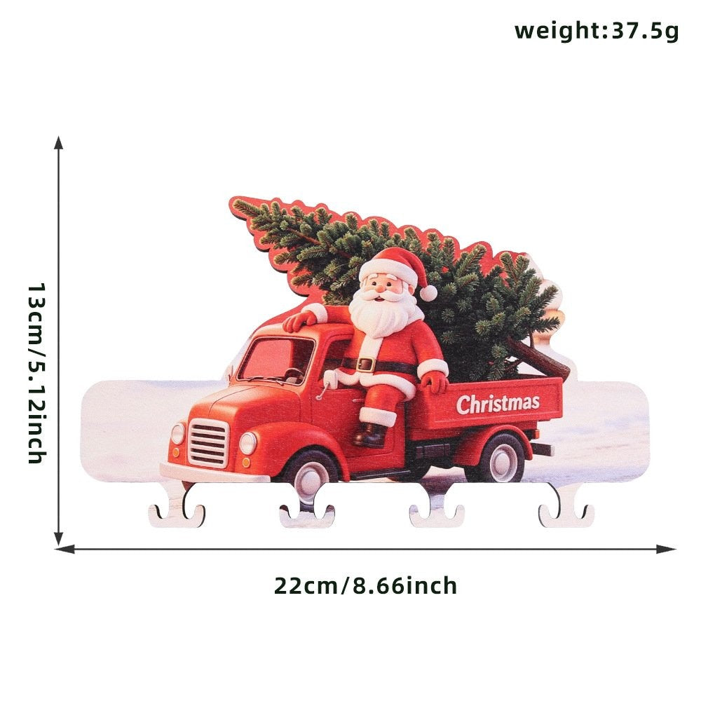 Christmas Tree Santa Wooden Hook Ornament 2