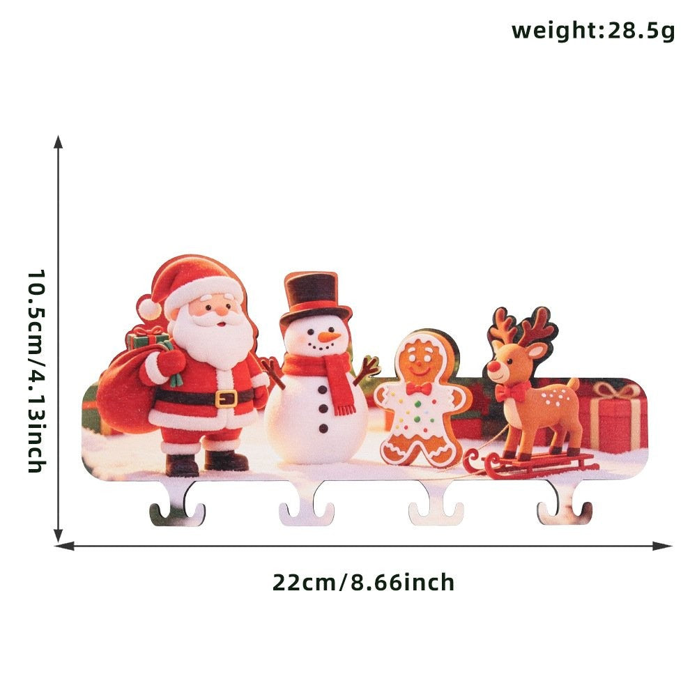 Christmas Tree Santa Wooden Hook Ornament 3