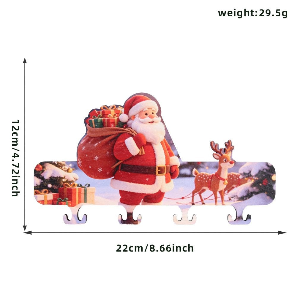 Christmas Tree Santa Wooden Hook Ornament 8