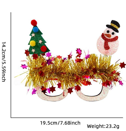 Christmas Tree Snowman Tinsel Boa Glasses